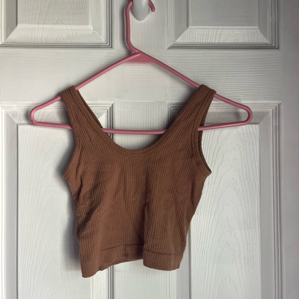 URBAN OUTFITTERS SEAMLESS TANK TAN/BROWN AS